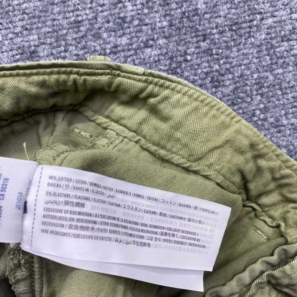 Abercrombie & Fitch Mens 33 Jogger Pants Olive Green Quilted Knee Patch Grunge